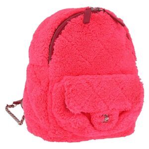 Chanel Coco Beach Quilted Terry Cloth Pink Cotton Backpack Bag